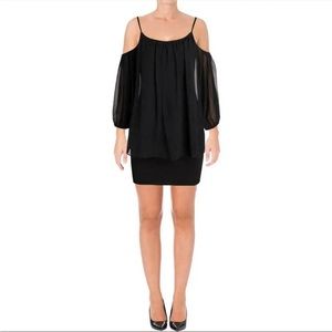 Shelli Segal Black Crepe Cold Shoulder‎ Cocktail Dress, Size 2, NWT